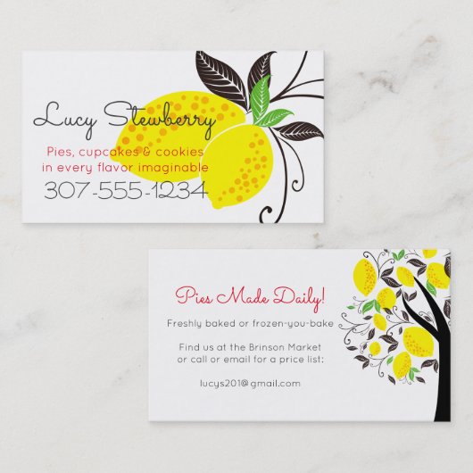 bakkerijbakkersbakkersbakkerswaren voor citroenbak visitekaartje (Voorkant / Achterkant)