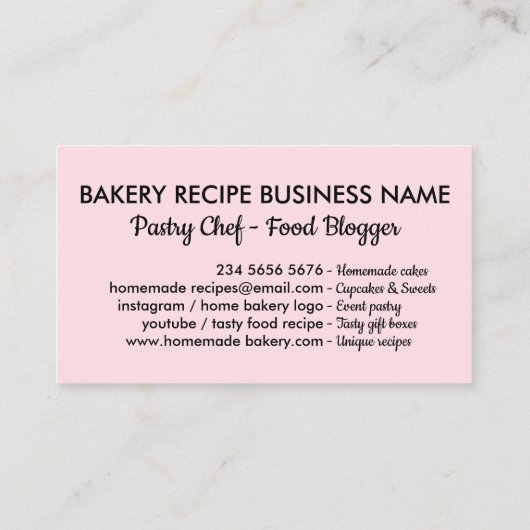 Bakkerijgebak, handgereedschap visitekaartje (Achterkant)
