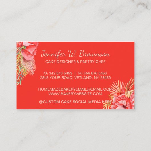 Bakkerijgebruiksvoorwerpen met Rustic Basket rood Visitekaartje (Achterkant)