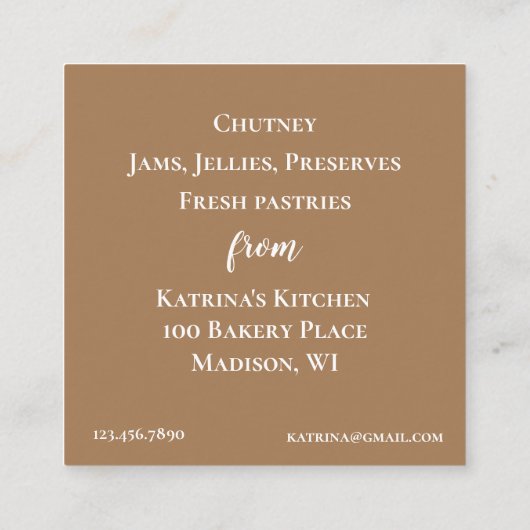 Bakkerijkeukens Vruchtenpasteitjes Vierkante Visitekaartje (Achterkant)