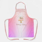 Bakkerijkoekjes bleekroze druppelaar regenboogombr schort (Voorkant)