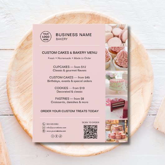 Bakkerijmenu Aangepast Logo QR-code Flyer