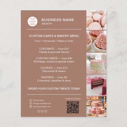 Bakkerijmenu Aangepast Logo QR-code Flyer (Voorkant)