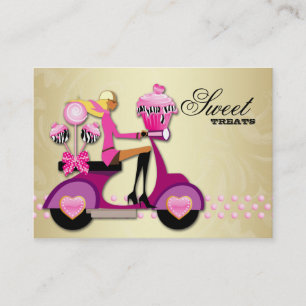 Bakkerijscooter Girl Pink Gold Cake Poppen Zebra Visitekaartje