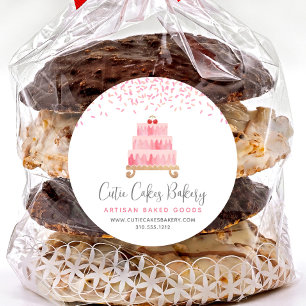 Bakkerijtaart Blush Pink Sprinkles Pastry Dessert Ronde Sticker