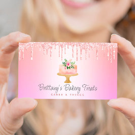 Bakkerijtaart Blush Roze Sinaasappel Ombre Glitter Visitekaartje