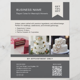Bakkerijtaart Custom Foto QR Grijs Flyer