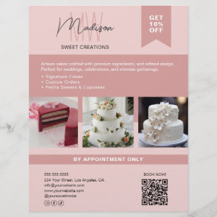 Bakkerijtaart Custom Monogram Logo Pink Flyer