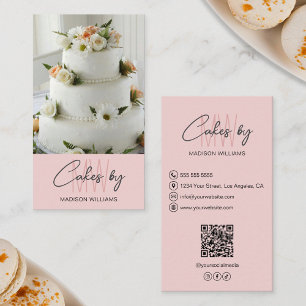 Bakkerijtaart Custom Monogram Logo Roze Visitekaartje