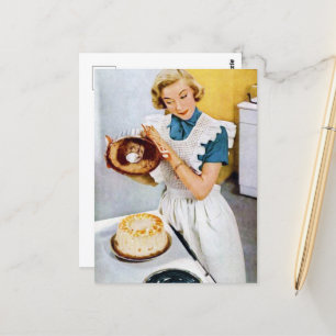 bakkersdame voor retro - cake briefkaart