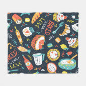 Bakkersretro naadloos patroon met stippen en flora fleece deken (Voorkant (Horizontaal))