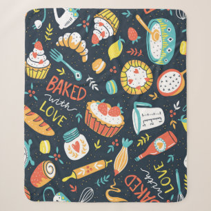 Bakkersretro naadloos patroon met stippen en flora sherpa deken