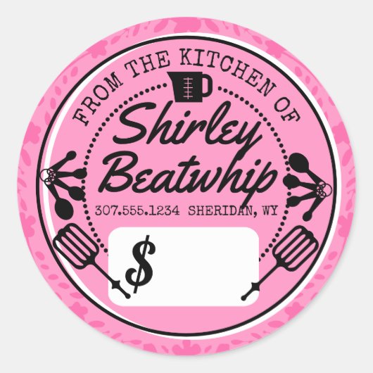 Bakkerswaren bakkersgerei in de detailhandel, gepe ronde sticker (Voorkant)