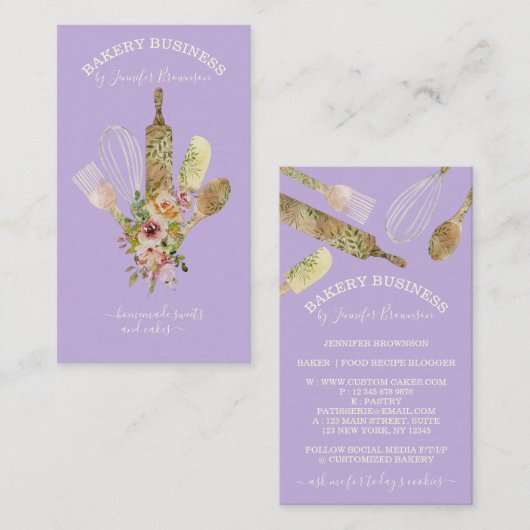 Bakketartikelen Catering Cook Chef paars Visitekaartje (Voorkant / Achterkant)