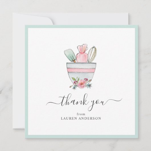 Bakketgereedschap Vrijgezellenfeest vierkant Dank Bedankkaart (Voorkant)