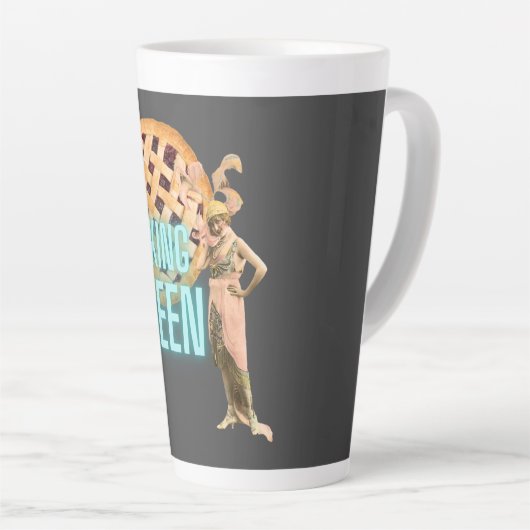 bakkoningin op grijs latte mok (Rechterhoek)