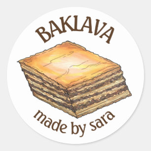 Baklava Dessert Pastry Griekse voedselbakkerij gem Ronde Sticker