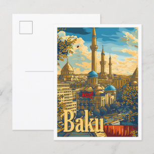 Bakoe Azerbeidzjan Kunst Reizen Illustratie Briefkaart