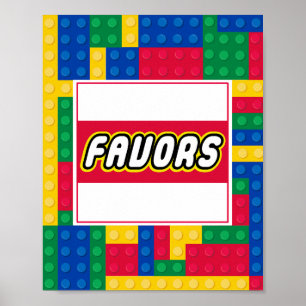 Baksteen Bouwer Verjaardagsfeestje FAVORITE TEKEN Poster