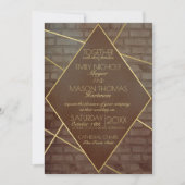 Baksteen en bronzen industriële bruiloft kaart (Voorkant)