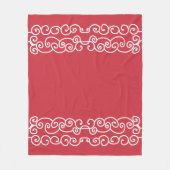 Baksteen rood met witte rollen fleece deken (Voorkant)