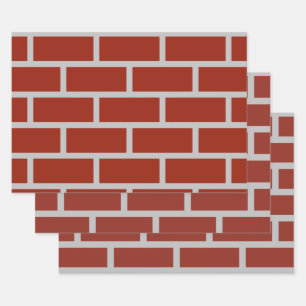 Bakstenen inpakpapier (Brick Red & Grey) Vel
