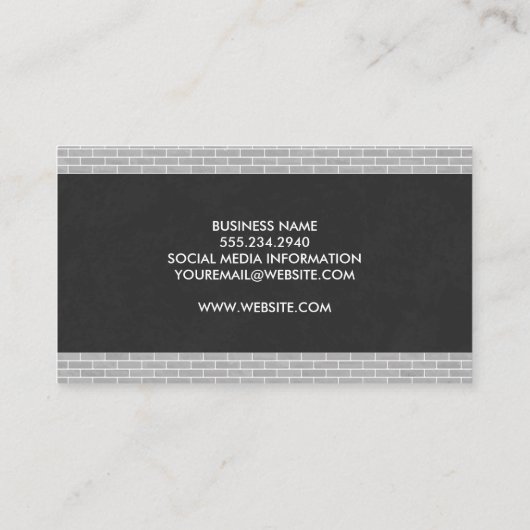 Bakstenen Muur Afwerking | Zwarte Textuur Visitekaartje (Achterkant)