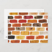 Bakstenen muur in bruine schaduwen, waterverf het briefkaart (Voorkant / Achterkant)