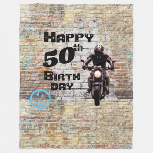Bakstenen Muur Industrieel Grunge Motorfiets Graff Fleece Deken