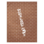Bakstenen muur tafelkleed met aangepaste tekst (Voorkant)
