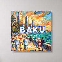 Baku Kaspische Promenade Silhouette Canvas Kunst