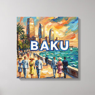 Baku Kaspische Promenade Silhouette Canvas Kunst