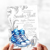 Bal Basket Bleu Anniversaire Fête Invitation