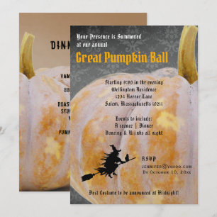 Bal Citrouille Halloween + Menu Invitation Sorcièr