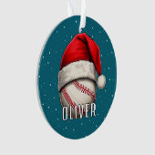 Bal de baseball avec Santa Hat Snowflakes Nom (devant)