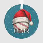 Bal de baseball avec Santa Hat Snowflakes Nom (dos)