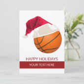 Bal de basket de Noël Santa Hat Cartes de voeux (Debout devant)