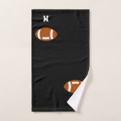 Bal de football américain et monogramme en noir (Serviette à main)