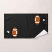 Bal de football américain et monogramme en noir (Serviette à main)