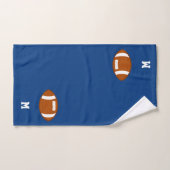 Bal de football américain et monogramme sur Royal  (Serviette à main)