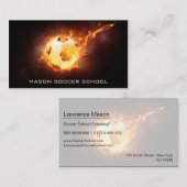 Bal de football en feu - Carte de visite entraîneu (Devant / Derrière)