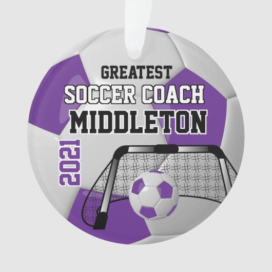 Bal de football personnalisé violet et blanc (devant)