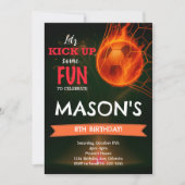 Bal de soccer flamboyant Invitation d'anniversaire (Devant)