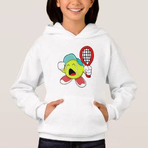 Bal de tennis avec raquette de tennis