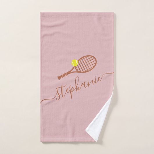 Bal de Tennis Personnalisé Nom Script Dusty Rose (Serviette à main)