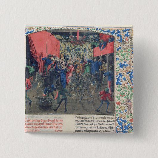 Bal des Ardents', Charles wordt gered Vierkante Button 5,1 Cm (Voorkant)