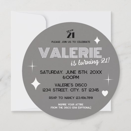 Bal Disco Argent Bonne Invitation Anniversaire (Dos)