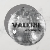 Bal Disco Argent Bonne Invitation Anniversaire (Devant / Derrière)