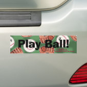 Bal en Handschoen Collage Field Achtergrond Bumpersticker (Op auto)