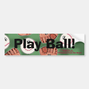 Bal en Handschoen Collage Field Achtergrond Bumpersticker